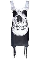 Dress, built-in garter belt strap, skulls